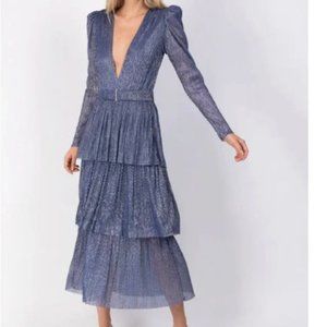 Sabina Musayev Carry Tiered Metallic Dress - Blue